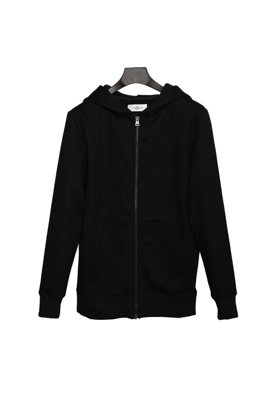 SILENT ZIP HOODIE-BLACK